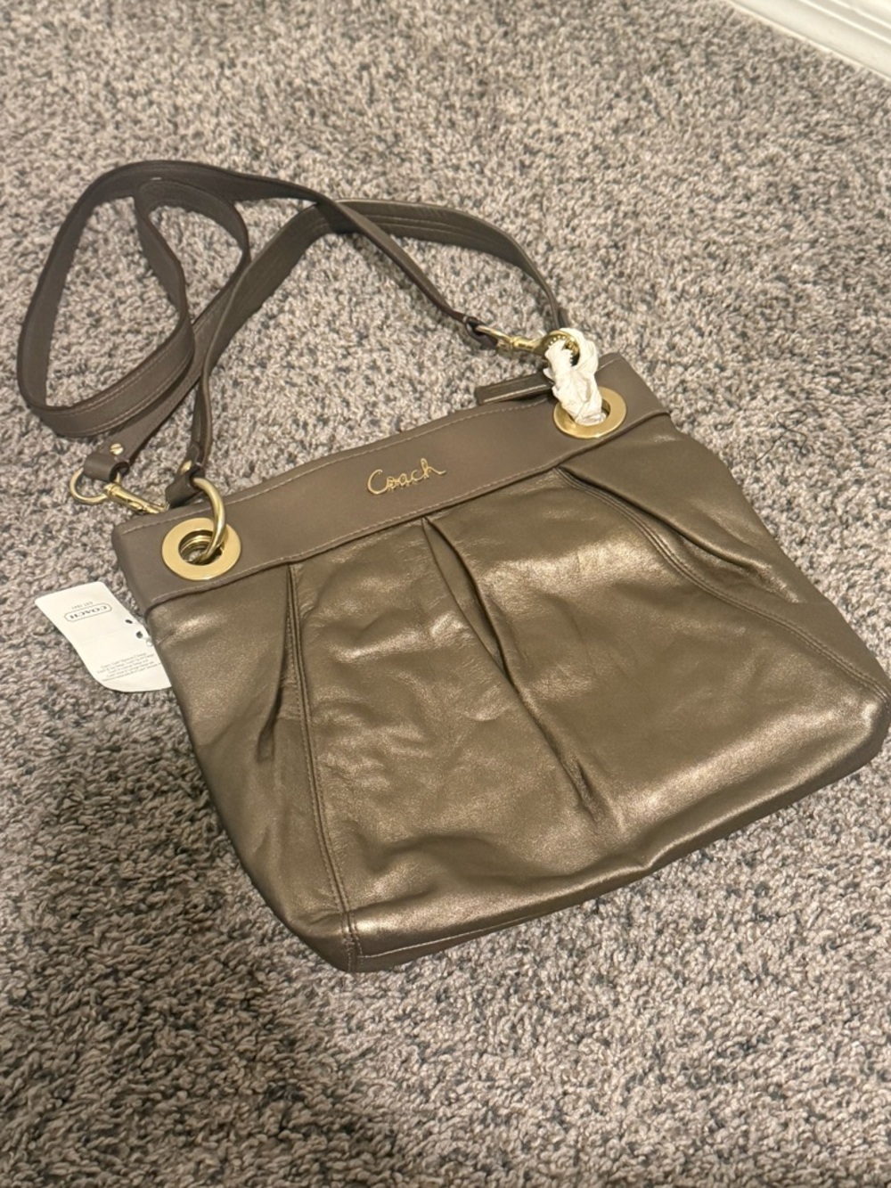 NWT Coach Ashley Leather Hippie Crossbody Bag Metallic Vintage